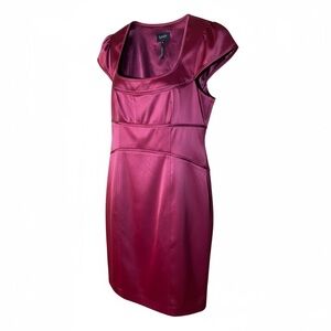 Laundry by Shelli Segal Bloodstone Red Cap Sleeve Sheath Dress Size 12